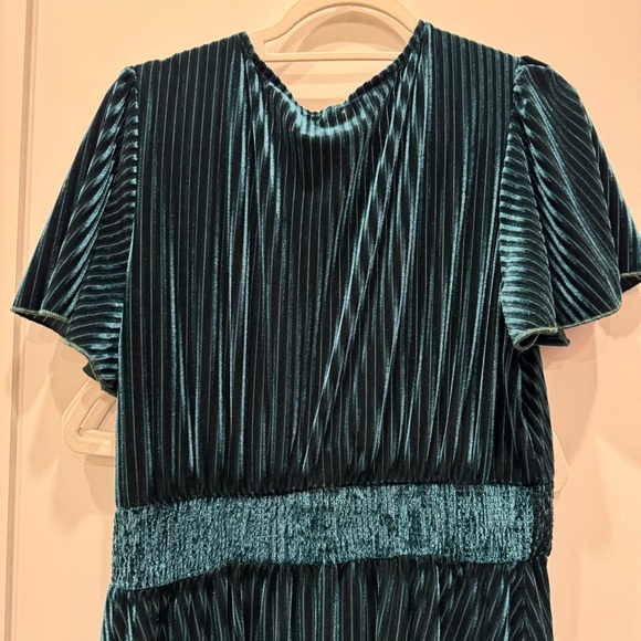 Dark Green Velour Ribbed Ruched Waist Women’s Holiday Dress Size XL - Picture 3 of 6